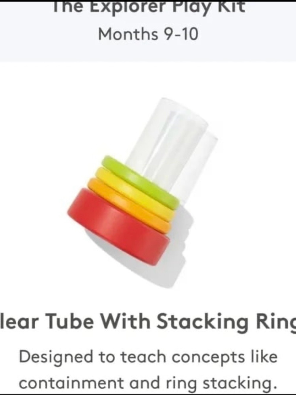 Clear Tube Stacking Rings Toy - Red, Orange, Yellow, Green
